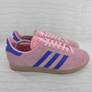Adidas Mens Originals Gazelle Semi Pink Spark Lucid Blue Shoes JI2077 Size 10.5